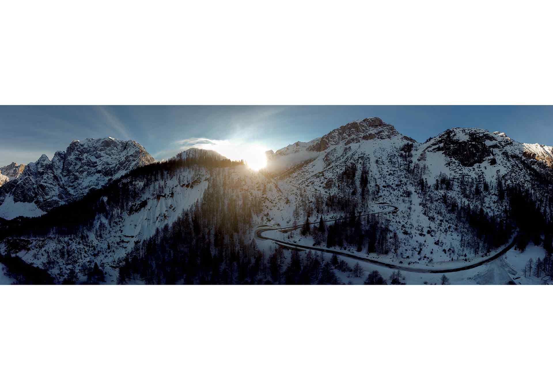 A1 poster - Vršič pass at the sunset winter time