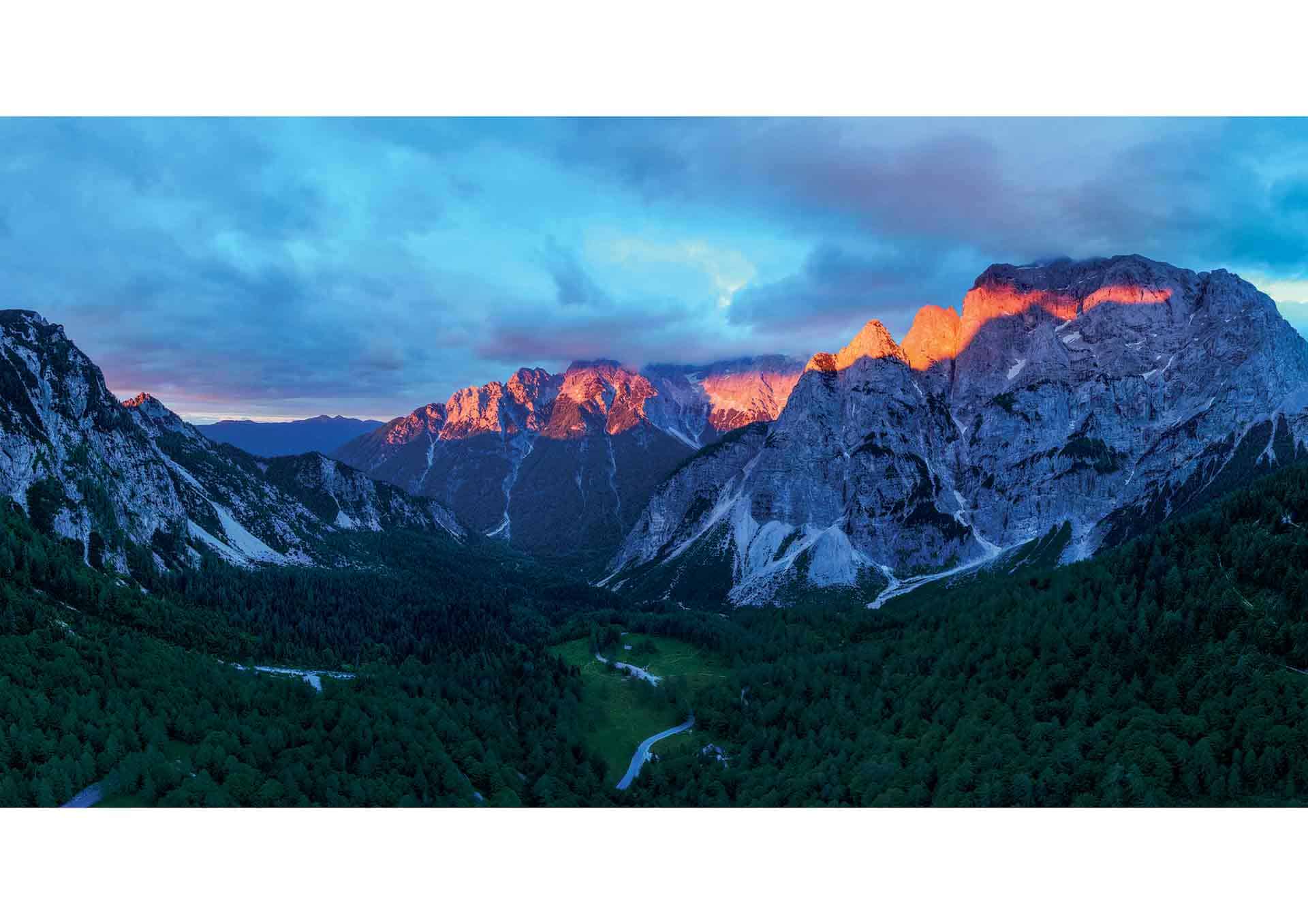 Burning mountains in the Julian Alps.